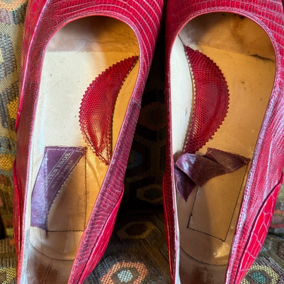 Mauri alligator Venetian loafers RED men's 9.5 + box, trees - Picture 11 of 13